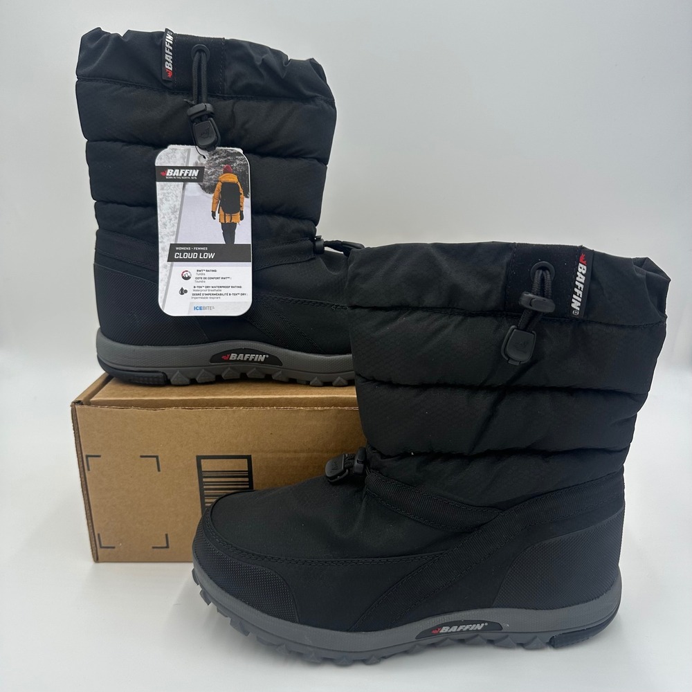 Baffin Winter Boots Womens 9 Black Cloud Low Waterproof Insulated EASE-W008 NEW
